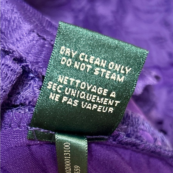 NWOT ! Ralph Lauren Purple Floral Lace Back Zip Lined - Picture 7 of 9